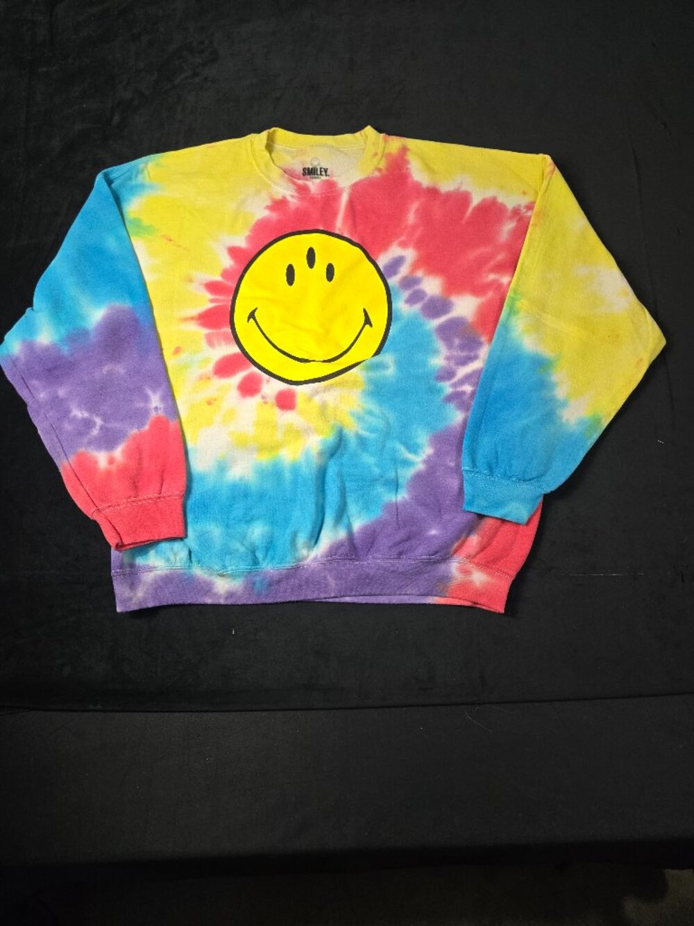 Smiley Originals XXL Rainbow Tie Dye Graphic Crewneck Sweatshirt